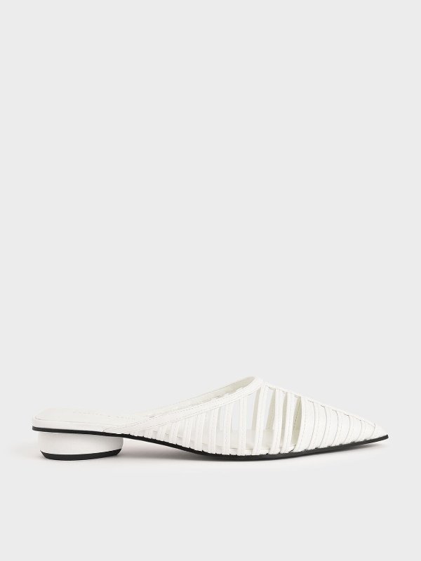 Chalk Caged Mules | CHARLES &amp; KEITH