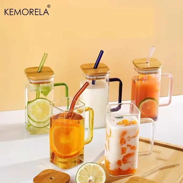 Large Glass With Lid And Straw Heavy Duty Glass Water Cup - Temu