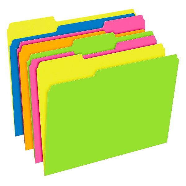 Glow Twisted 3-Tab File Folder, Letter Size, Multicolor, 12/Pack (40526)