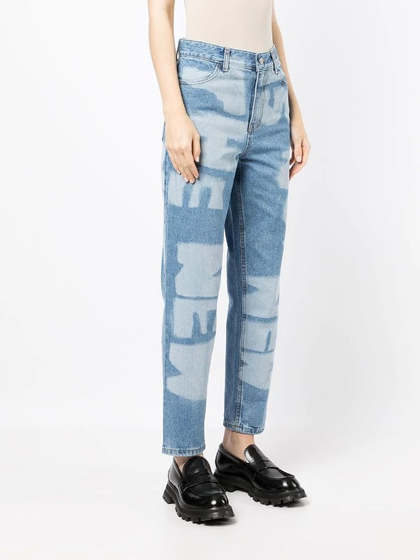 slogan washed jeans