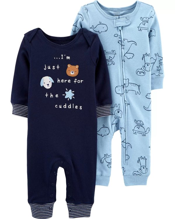2-Pack Animal Jumpsuits