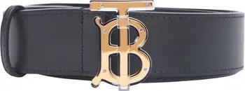 TB Monogram Buckle Leather Belt