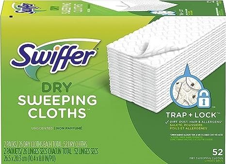 Sweeper Dry Sweeping Pad, Multi Surface Refills for Dusters Floor Mop, Unscented, 52 Count