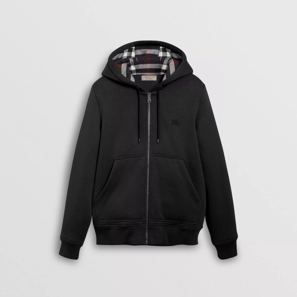 Check Detail Jersey Hooded Top