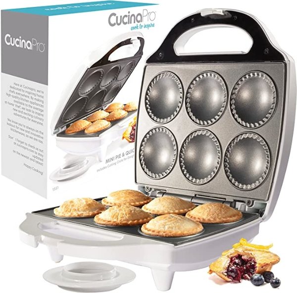 Mini Pie and Quiche Maker for Easter Baking - Nonstick Baker Cooks 6 Small Quiches or Pies in Minutes- Dough Cutting Circle Easy Dough Measurement- Better than Pie Tins, Pans, Holiday Desserts Cooking