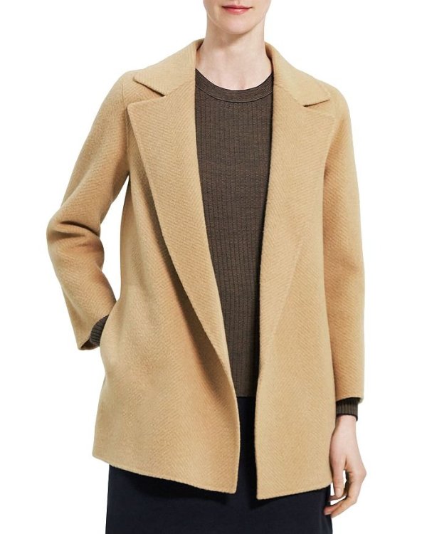 Clairene Chevron Wool Coat
