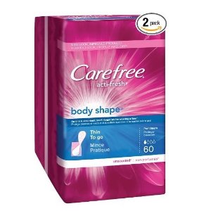 Carefree Body Shape Thin Unscented, 60 Count (Pack of 2)