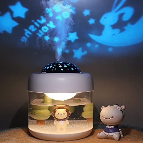 Baby Cool Mist Humidifiers for Bedroom Quiet - 16.91 OZ Small Humidifier for Home with Night Light & Star Projector for Kids, Babies, Girls as Best Gift