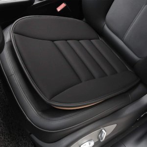 au-kee Car Seat Cushion Leather Cover Memory Foam Office Chair Mat Home Use Pad Black 1PC