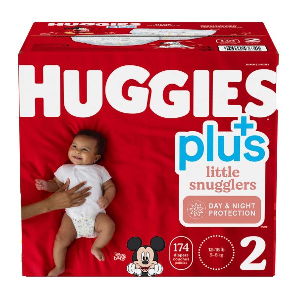 Little Snugglers Plus Diapers, Size 2, 174 ct