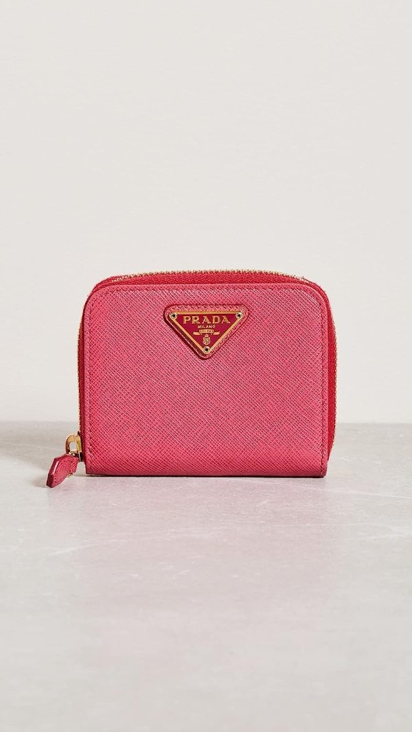 Women's Pre-Loved Pink Saffiano Compact Wallet