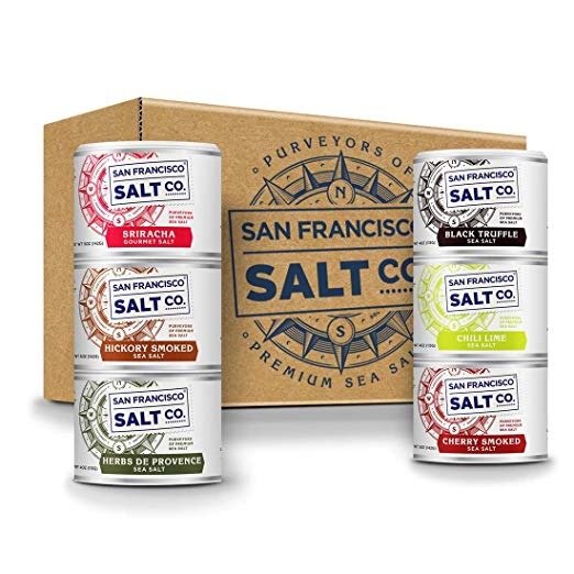 Stackable Salt Shakers – GRILL MASTER GIFT SET – Sriracha Sea Salt, Hickory Smoked Sea Salt, Herbs de Provence Sea Salt, Black Truffle Sea Salt, Chili Lime Sea Salt, and Smoked Cherrywood Sea Salt