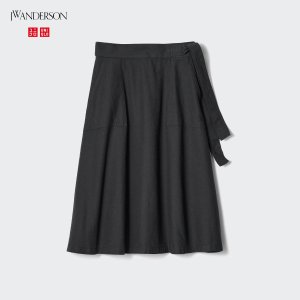 UniqloLinen Blend Belted Flared Skirt | UNIQLO US
