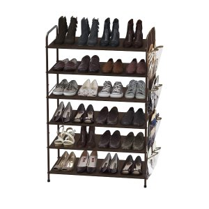 Simple Houseware 6-Tier Shoe Rack Storage Organizer w/Side Hanging Bag, Bronze