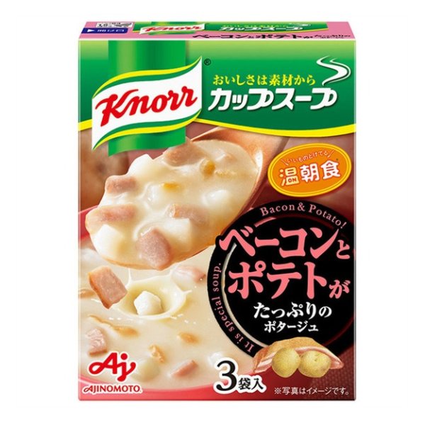 日本味之素 AJINOMOTO 奶油培根土豆浓汤味速食低热即食浓汤速食代餐 3袋入