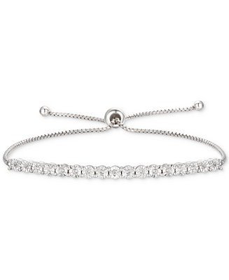 Diamond Bolo Bracelet (1/10 ct. t.w.) in Sterling Silver or 14k Gold-Plated Sterling Silver