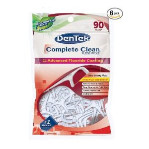 Dentek Complete Clean Floss Picks with Advanced Fluoride Coating, 90 Count(Pack of 6)
