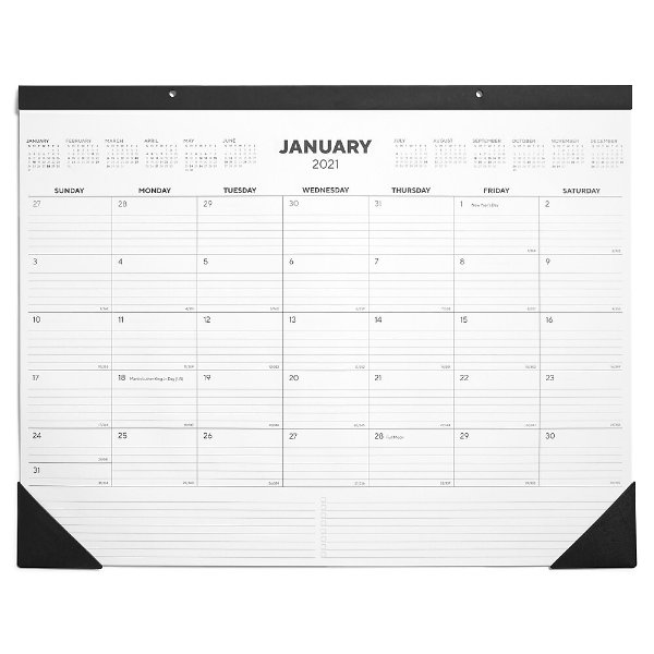2021 TRU RED™ 17" x 22" Desk Pad Calendar, Black/White (TR12951-21)