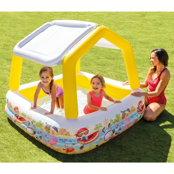 Inflatable Ocean Scene Sun Shade Kids Swimming Pool With Canopy | 57470EP