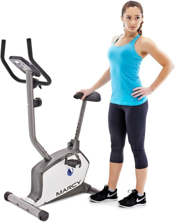 Upright Exercise Bike with Adjustable Seat and 8 Magnetic Resistance Preset Levels NS-1201U,Black/Grey/Silver