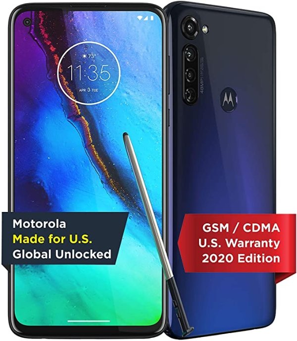 Moto G Stylus | Unlocked | Made for US by Motorola | 4/128GB | 48MP Camera | 2020 | Indigo