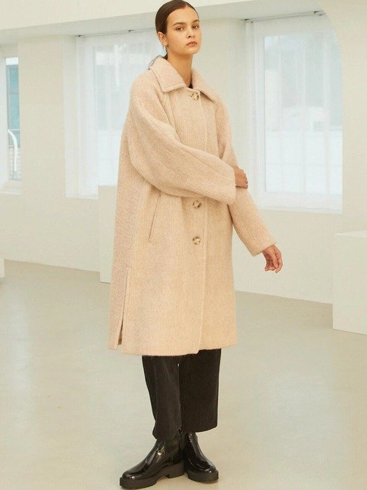 Light Pink Brushed Single Wool Coat