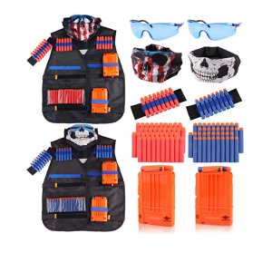 UWANTME 儿童战术背心+护目镜+头巾+弹夹装备，共2套