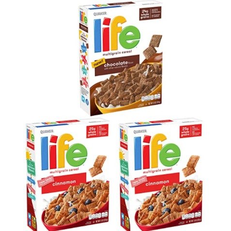 Quaker Life Breakfast Cereal, Chocolate and Cinnamon Variety Pack, 13oz Boxes (3 Pack)