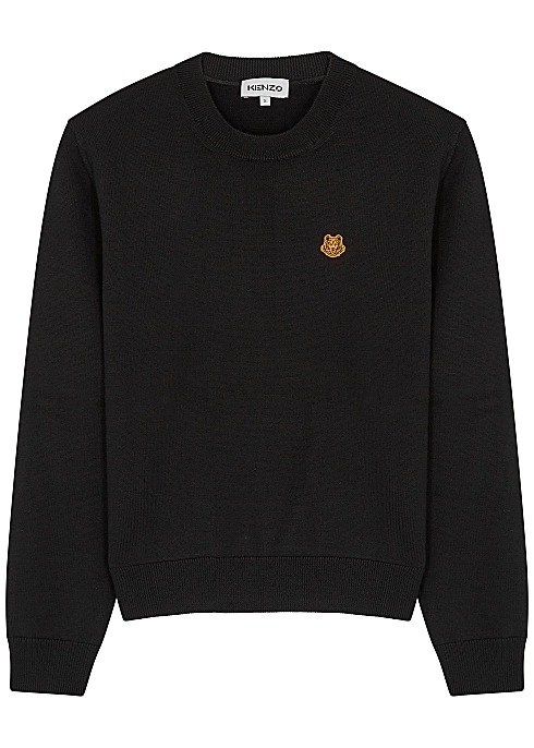 Black knitted wool jumper