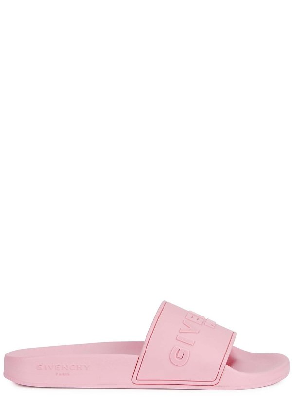 GIVENCHY Pink logo rubber sliders