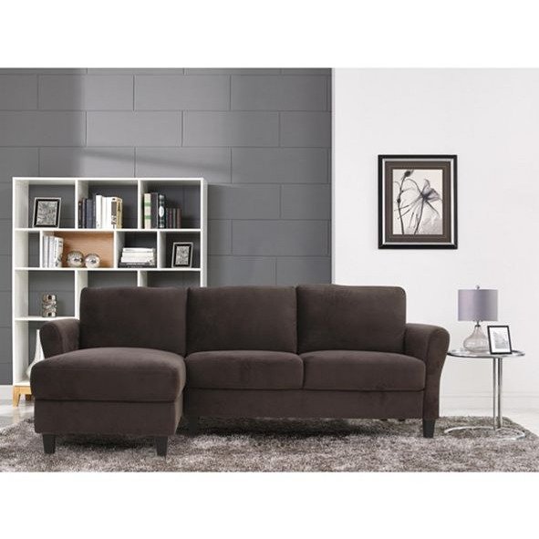 Wilshire 3 Seat Sectional Sofa Upholstered Microfiber Fabric Rolled Arms