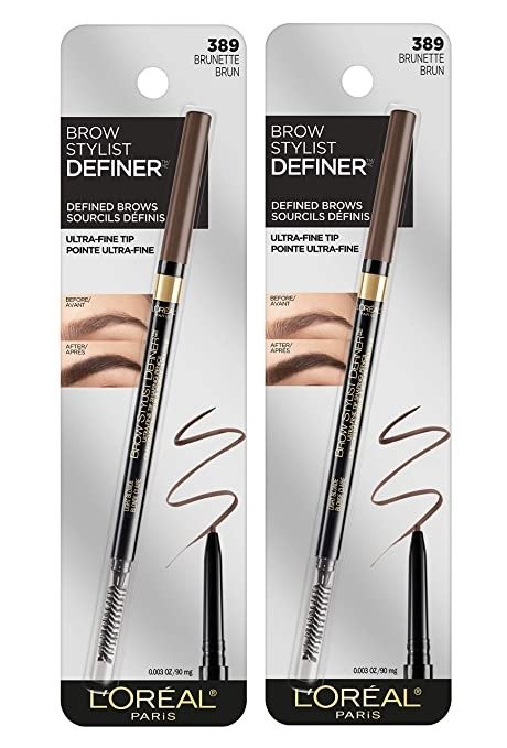 Makeup Brow Stylist Definer Waterproof Eyebrow Pencil, Ultra-Fine Mechanical Pencil, Draws Tiny Brow Hairs and Fills in Sparse Areas and Gaps, Brunette, 0.003 Ounce (Pack of 2)