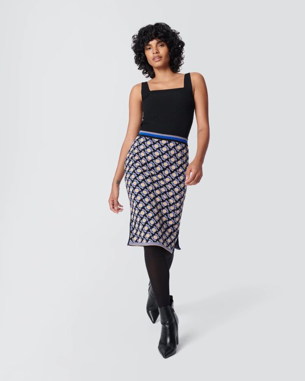 Hazel Knit Jacquard Wool Skirt