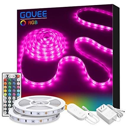 LED Strip Lights,32.8ft RGB Colored Rope Light Strip Kit with Remote and Control Box for Room, Ceiling, Bedroom, Cupboard Lighting with Bright 5050 LEDs, Strong 3M Adhesive and Cutting Design