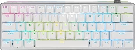 K70 PRO MINI WIRELESS RGB 60% Mechanical Gaming Keyboard - Fastest Sub-1ms Wireless, Swappable CHERRY MX Red Keyswitches, Aluminum Frame, PBT Double-Shot Keycaps - NA Layout, QWERTY - White