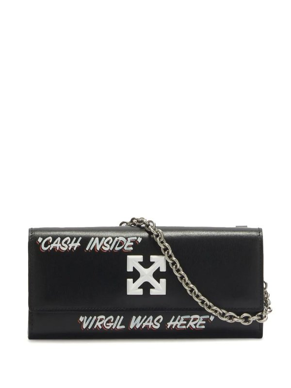 Quote-motif Jitney chain wallet