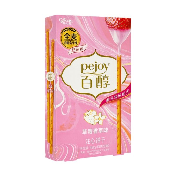 GLICO.CN Japanese Strawberry Vanilla Pejoy Cookie Sticks 1.69oz