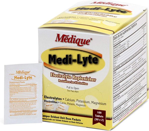 Medique 03033 Medi-Lyte Electrolyte Tablets w/ Potassium Chloride for Cramps, 100-Tablets