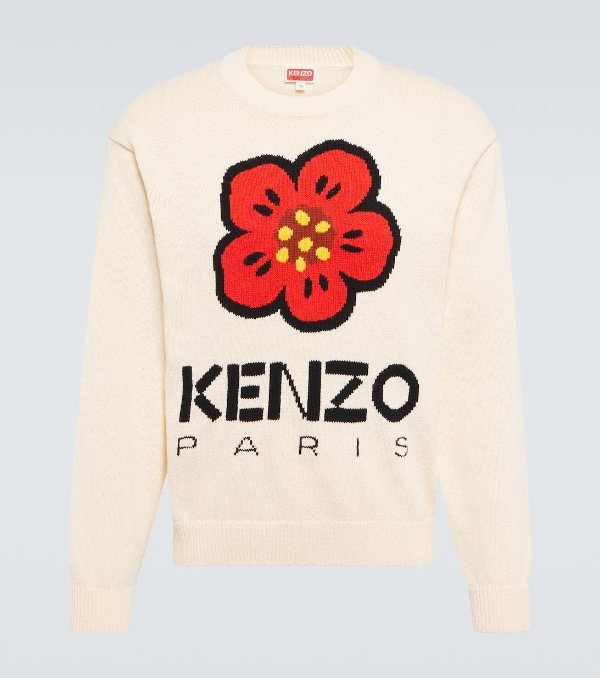 Boke Flower Cotton Blend Sweater in White - Kenzo | Mytheresa