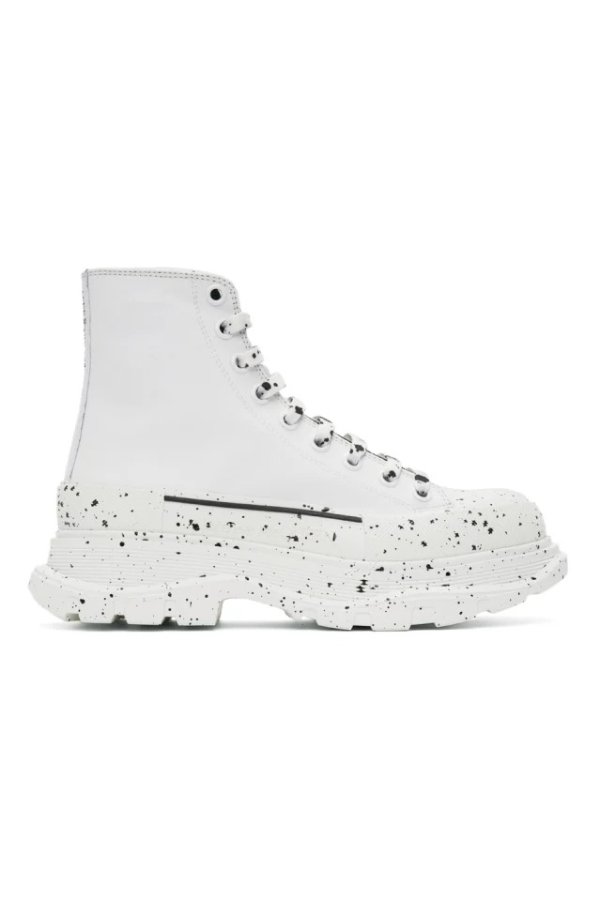 White Paint Tread Slick High Sneakers