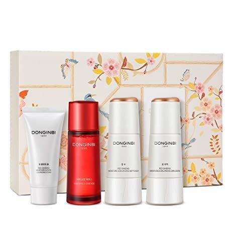 DONGINBI Korean Red Ginseng Essential Care Set, Anti Aging Skin Care Routine Kit - Skin Moisturizing For All Skin Type - 1899 Single Essence, Moisture Lotion,Toner and Cleansing Foam