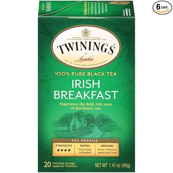 of London Irish Breakfast Black Tea Bags, 20 Count (Pack of 6)