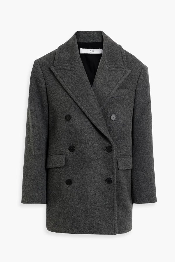 Lidi double-breasted brushed wool-blend felt coat
