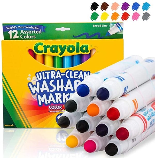 Ultra Clean Washable Markers, Broad Line, 12 Count