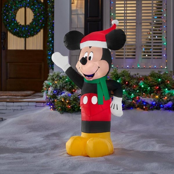 4 ft. LED Mickey with Candy Cane Inflatable