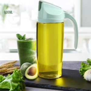 BONA FIERER Glass Olive Oil Dispenser Bottle with Automatic Cap 20oz