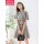 韩版女装夏装新款格子收腰显瘦短袖连衣裙DU8259樱