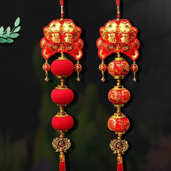 1pc, 2023 Chinese New Year Hanging Decorations, Double Fish Red Lantern Decor, Traditional Red Oriental, Pendant Ornaments, Chinese Traditional Knot With Tassel Red For Spring Festival Lunar New Year - Home & Kitchen - Temu