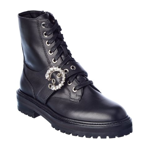 Jimmy ChooCora Crystal Leather Combat Boot
