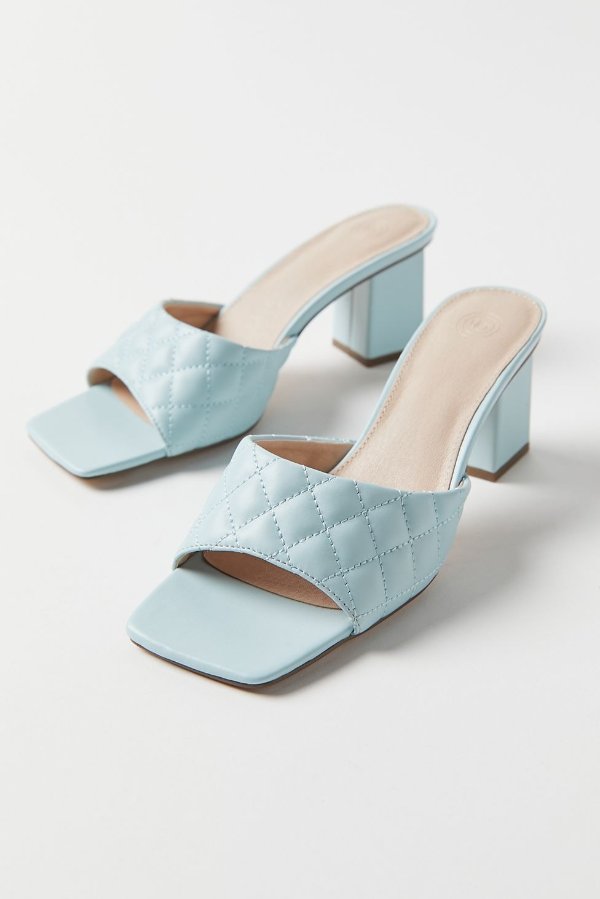 UO Callie Quilted Heeled Mule Sandal